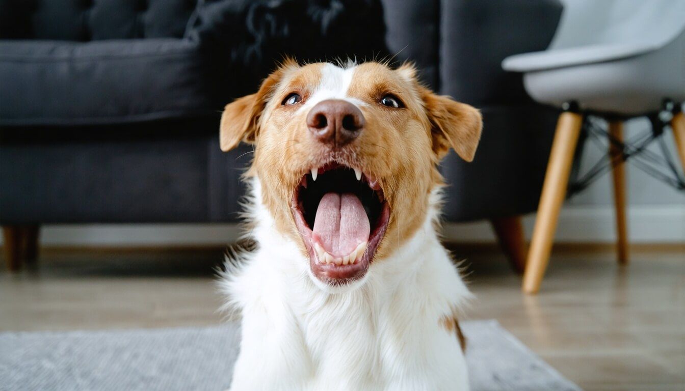 A dog with clean teeth and healthy gums showcasing the impact of probiotics on oral health