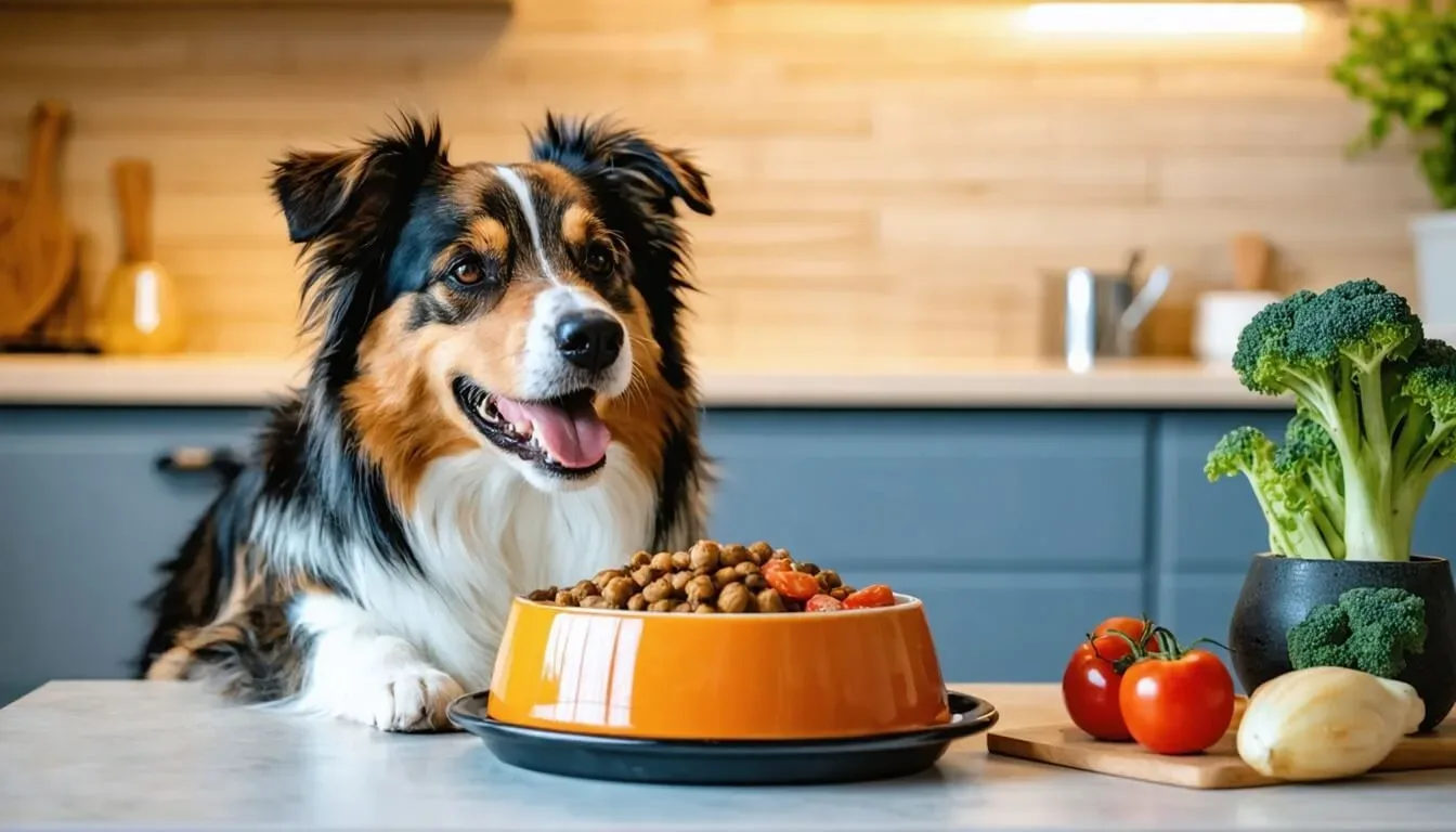 A happy dog anticipating nutritious food, illustrating the importance of diet for gut health