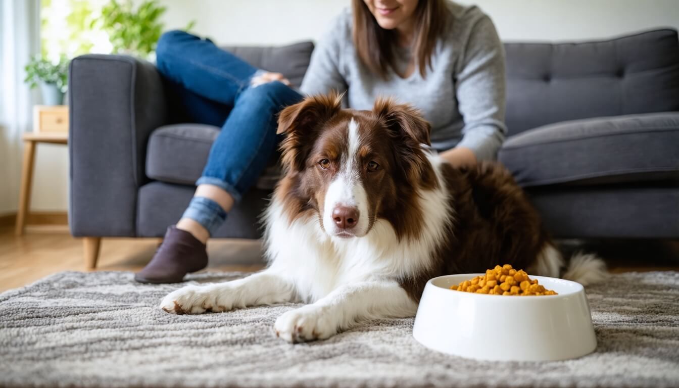 A dog relaxing with its owner, highlighting the comfort of probiotics for digestive health