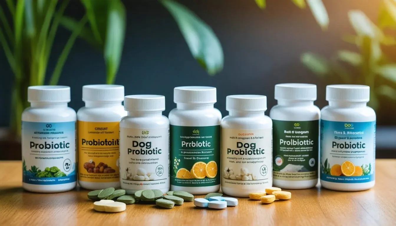 Various high-quality dog probiotic supplements emphasizing ingredient quality