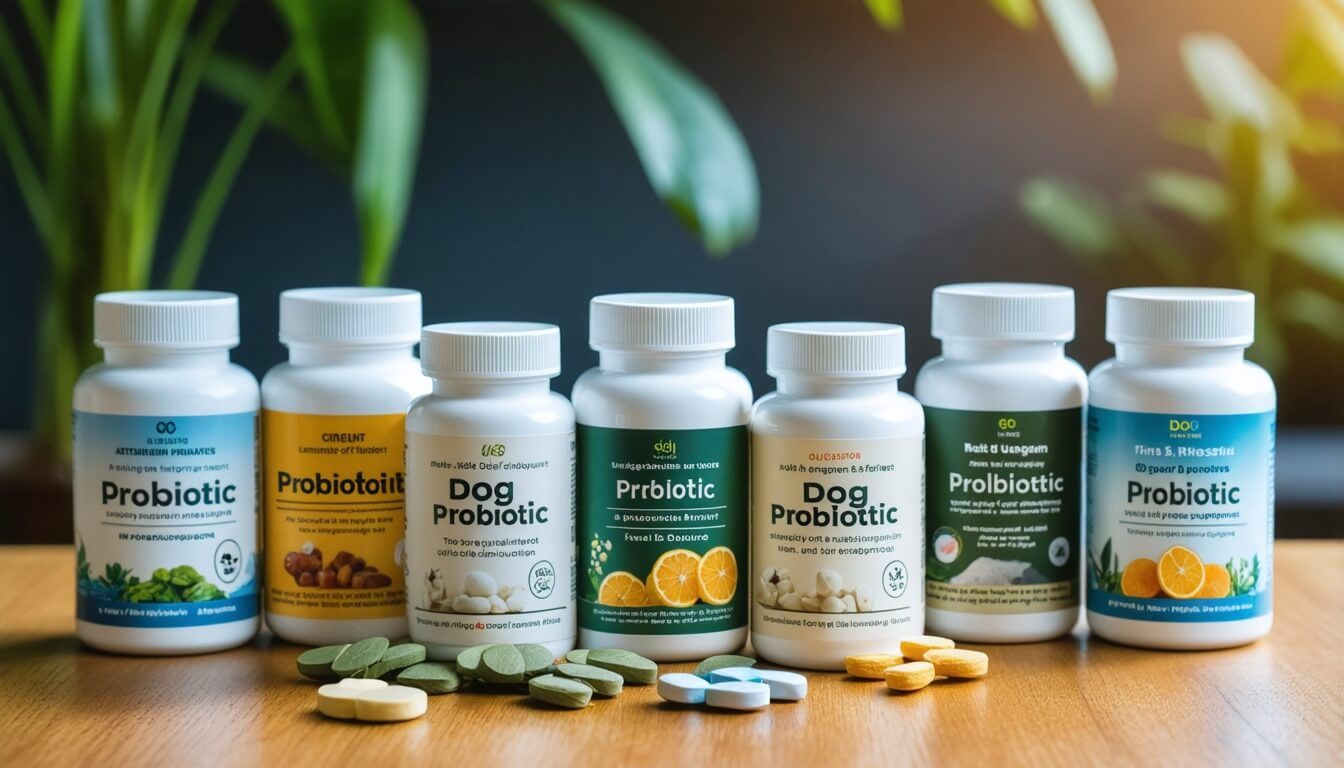 Various high-quality dog probiotic supplements emphasizing ingredient quality