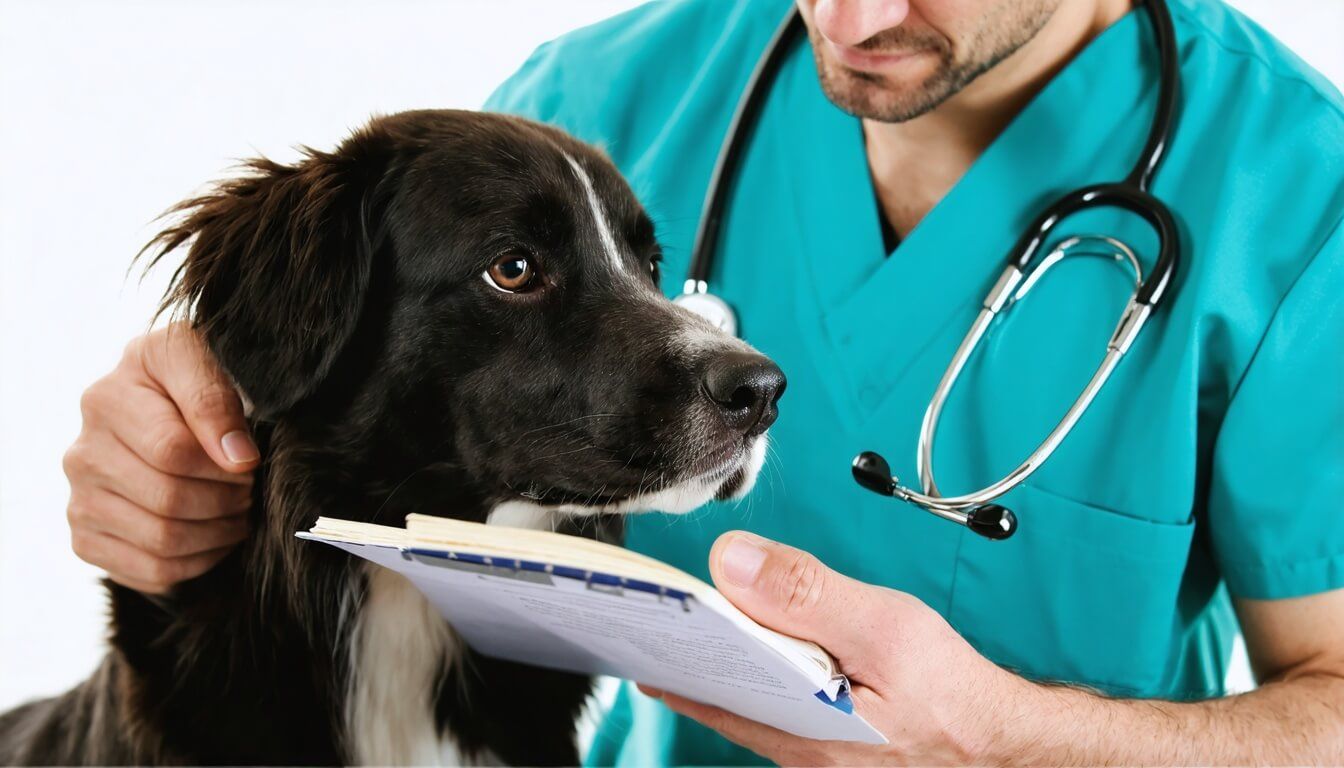 A veterinarian examining a dog, showcasing expert advice on probiotics for gut health