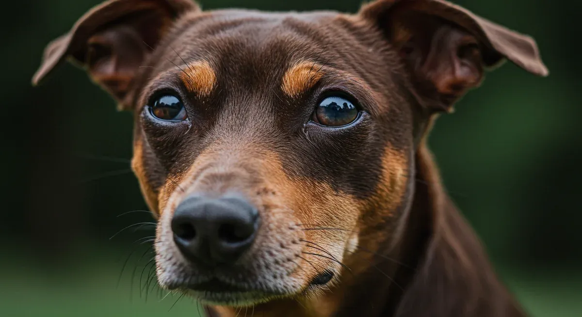 Close-up of a Rat Terrier's eye showing signs of lens luxation, illustrating the eye conditions that require immediate veterinary attention