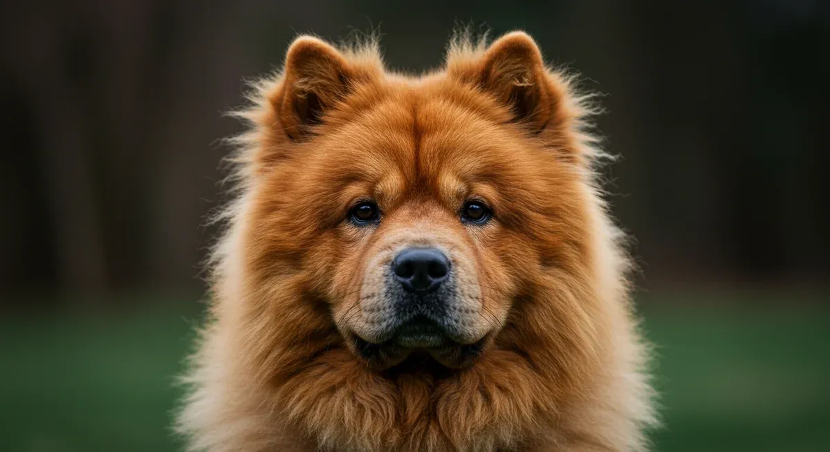 Close-up of a Chow Chow displaying early warning signs of tension including stiff posture and direct staring, illustrating the subtle body language cues owners should recognize