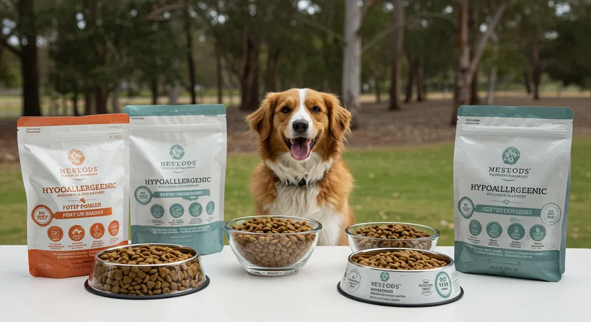 Various hypoallergenic dog food options and limited ingredient diet kibble suitable for Golden Retrievers with food allergies