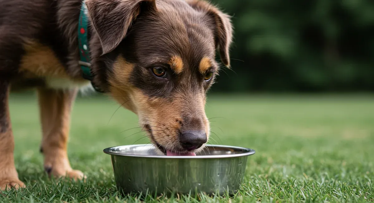 Australian Terrier drinking water from a bowl, demonstrating increased thirst which is a key early warning sign of diabetes mellitus in the breed