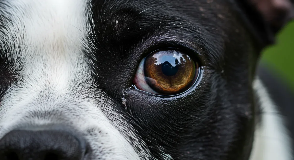 Detailed view of Boston Terrier eyes showing the bright, alert expression owners should monitor for changes that could indicate eye health issues