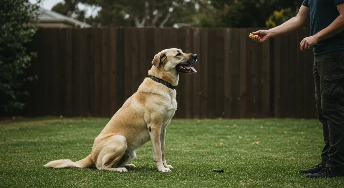 Anatolian Shepherd executing obedience commands during focused training session, illustrating the short, purposeful training techniques that work best with this intelligent but independent breed