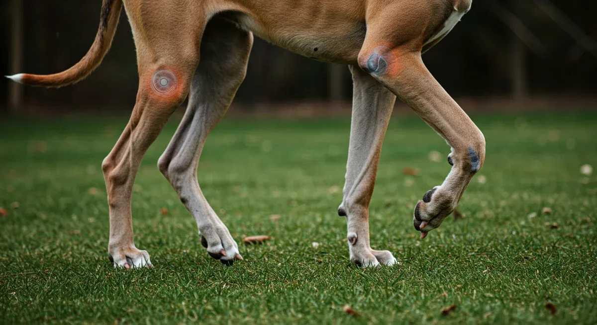 Close-up view of a Great Dane's legs during gentle exercise, emphasizing the importance of protecting joints during physical activity