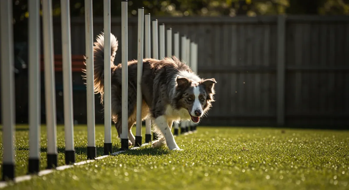 Border Collie performing agility training, demonstrating how to safely channel herding instincts through structured physical and mental activities