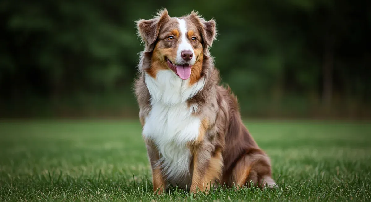 Australian Shepherd showing tricolor coat pattern with tan points and white markings demonstrating how the agouti gene creates distinct color distribution