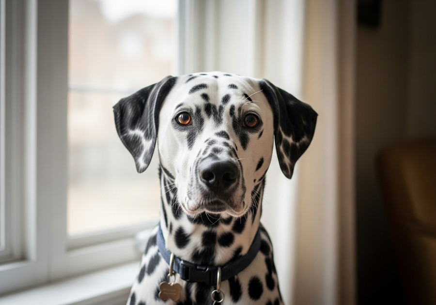 Dalmatian portrait showing calm expressive eyes, a well-loved companion with a long healthy lifespan